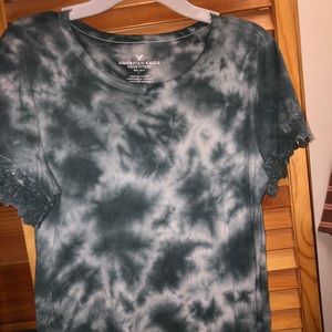 American Eagle Lace Sleeve Tie Dye Top Size S